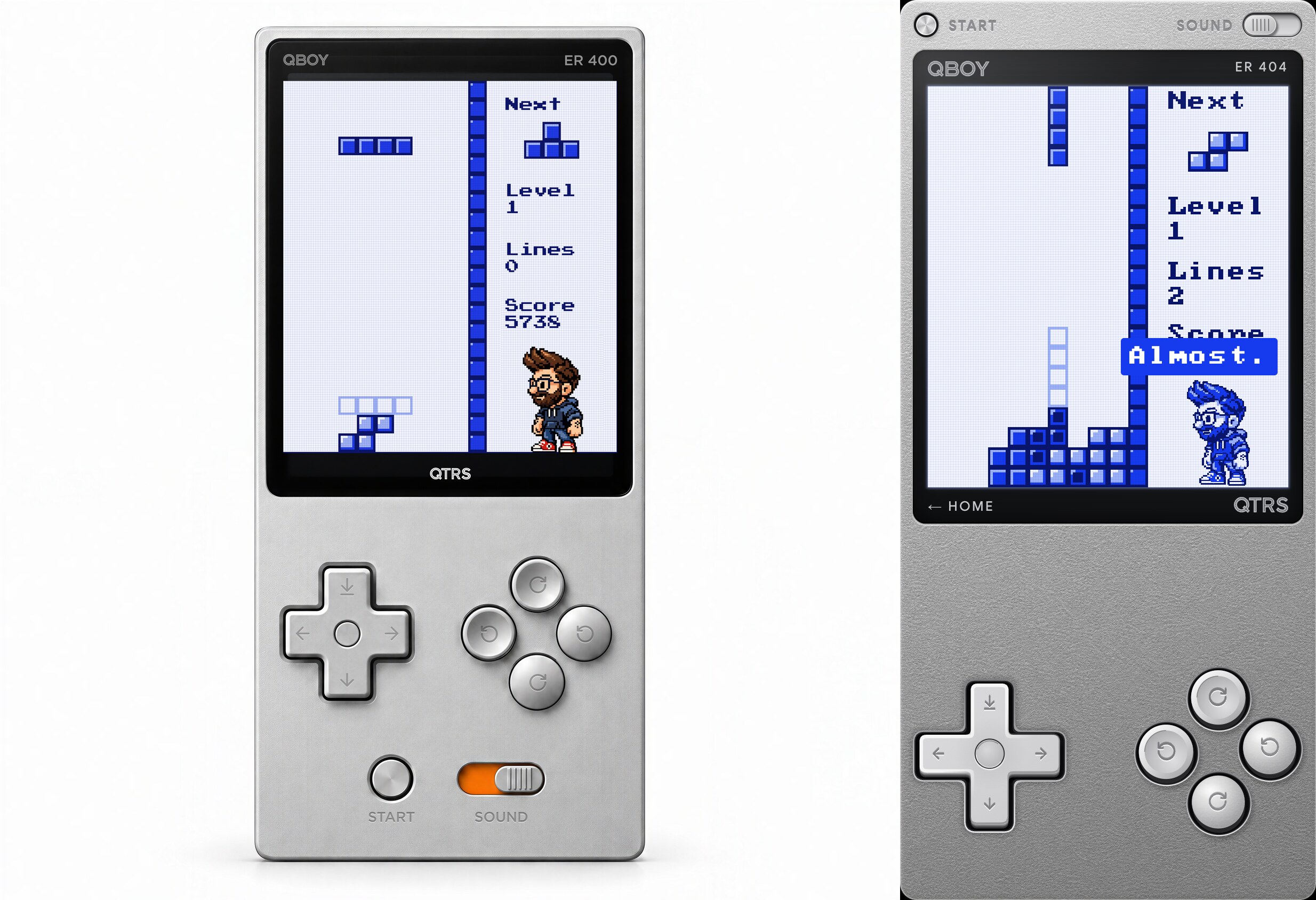 The target render beside a screenshot of the QBOY built in the browser.