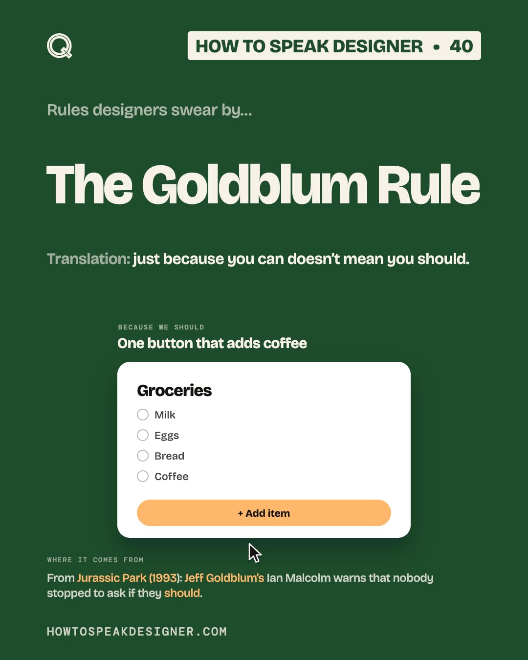 No. 40: The Goldblum Rule