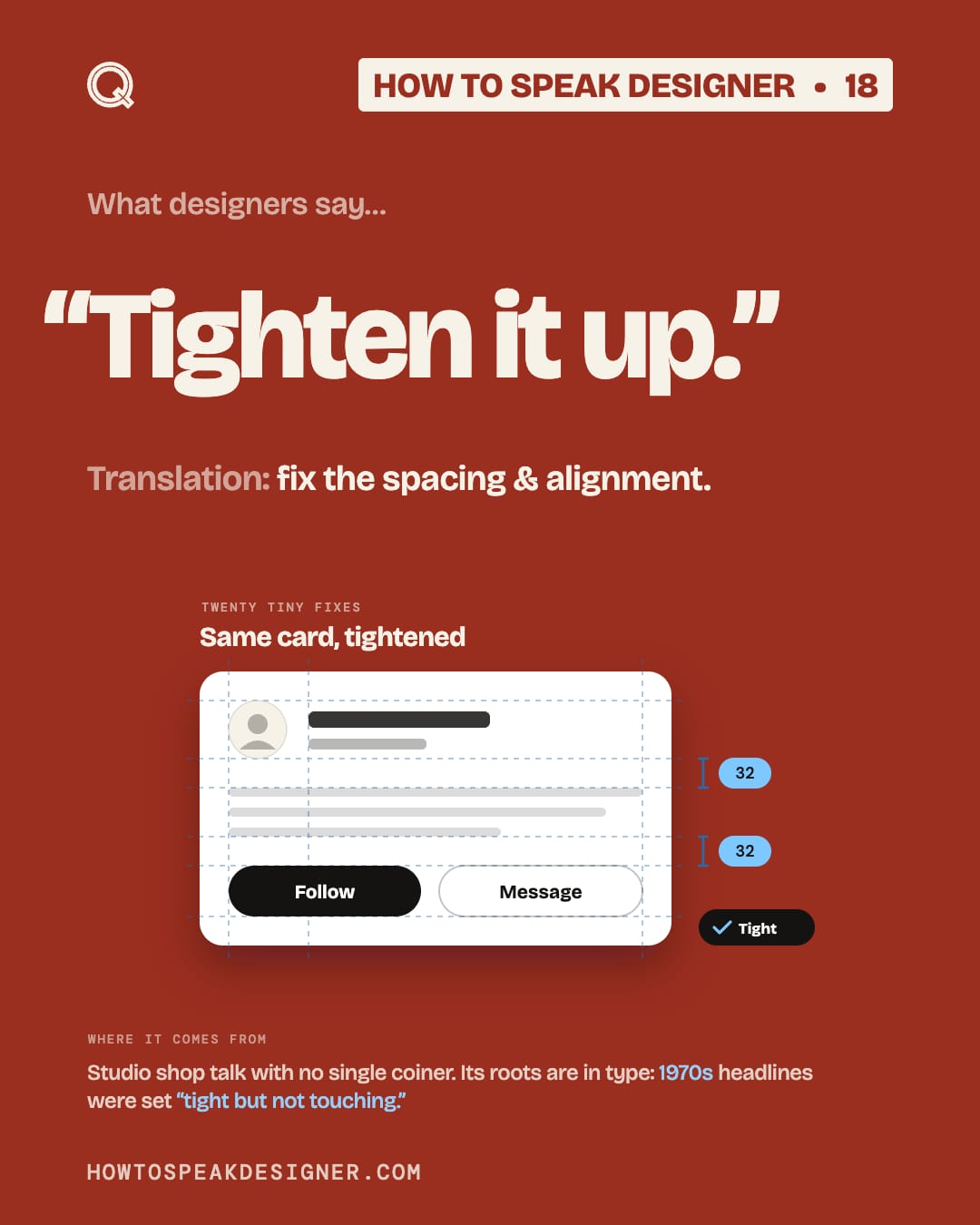 No. 18: “Tighten it up.”