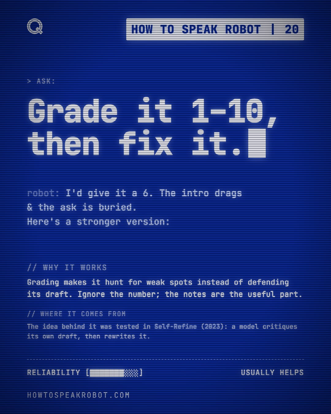 No. 20: Grade it 1 to 10, then fix it.