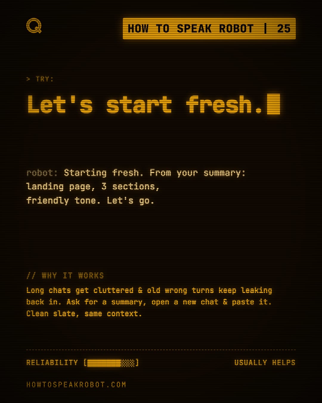 No. 25: Let's start fresh.