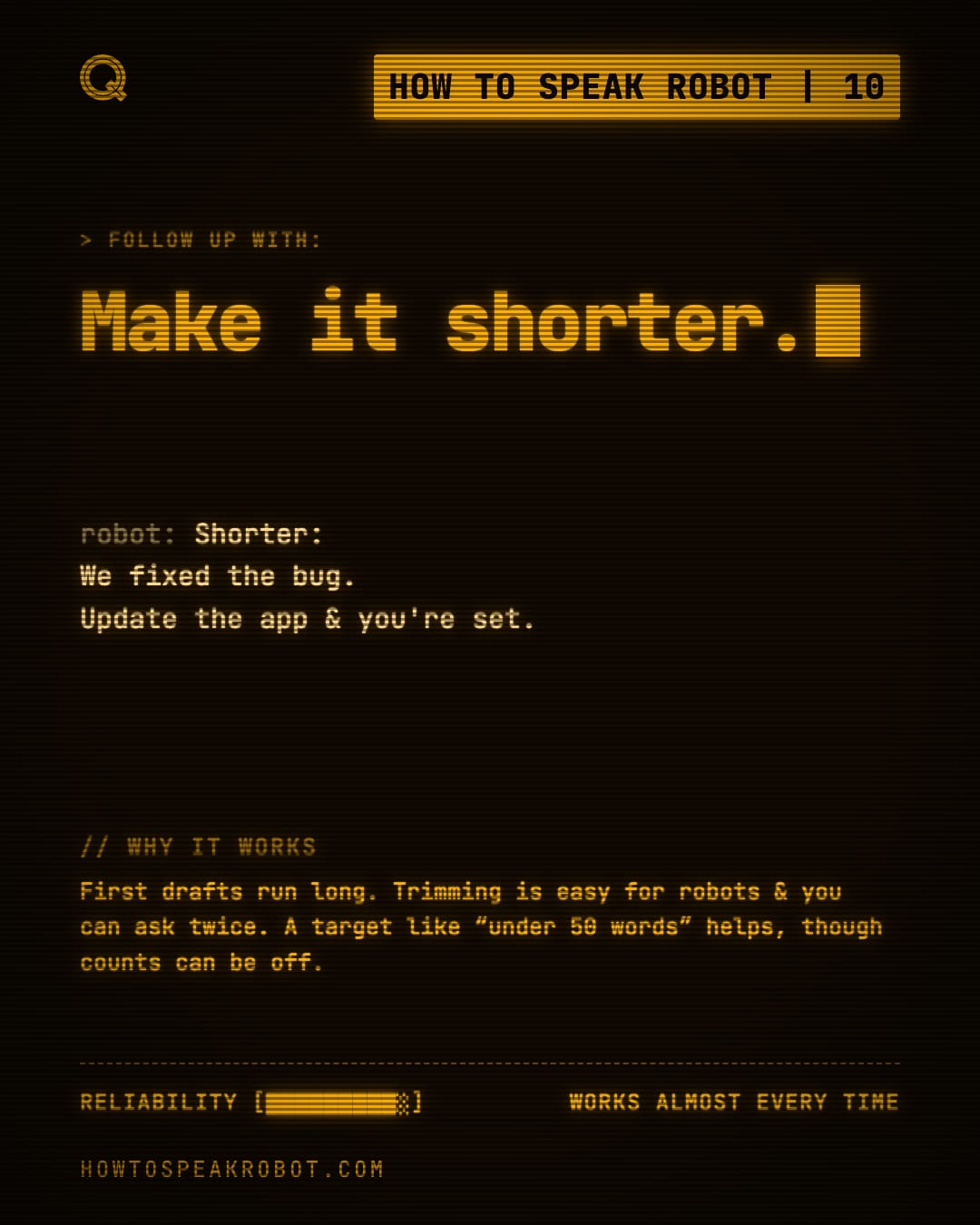 No. 10: Make it shorter.