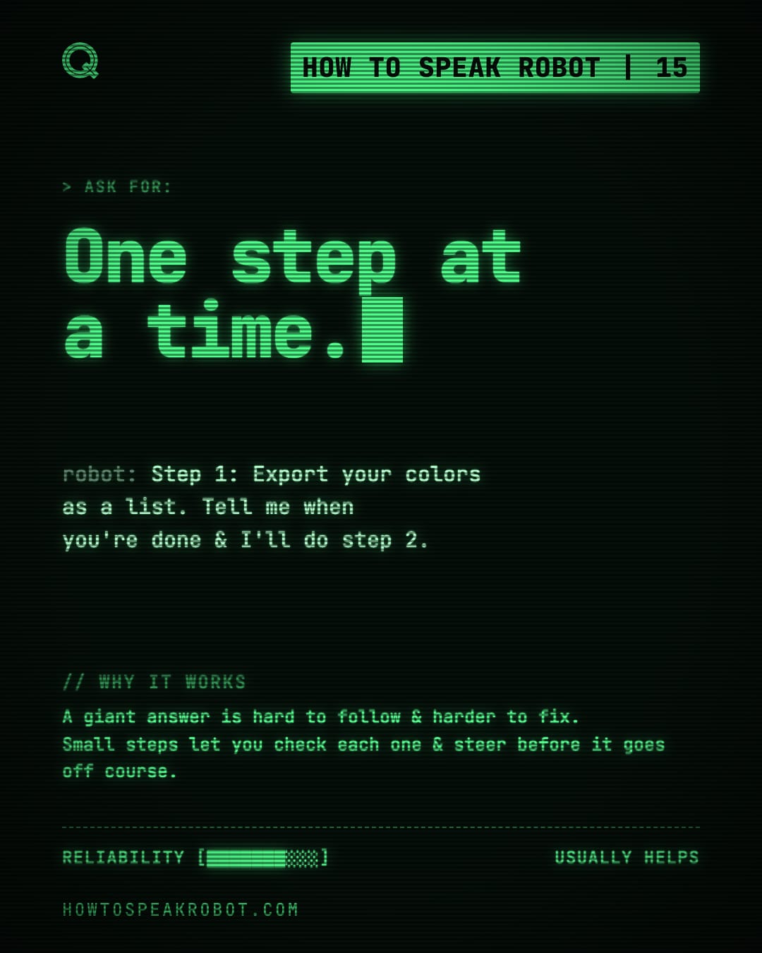 No. 15: One step at a time.