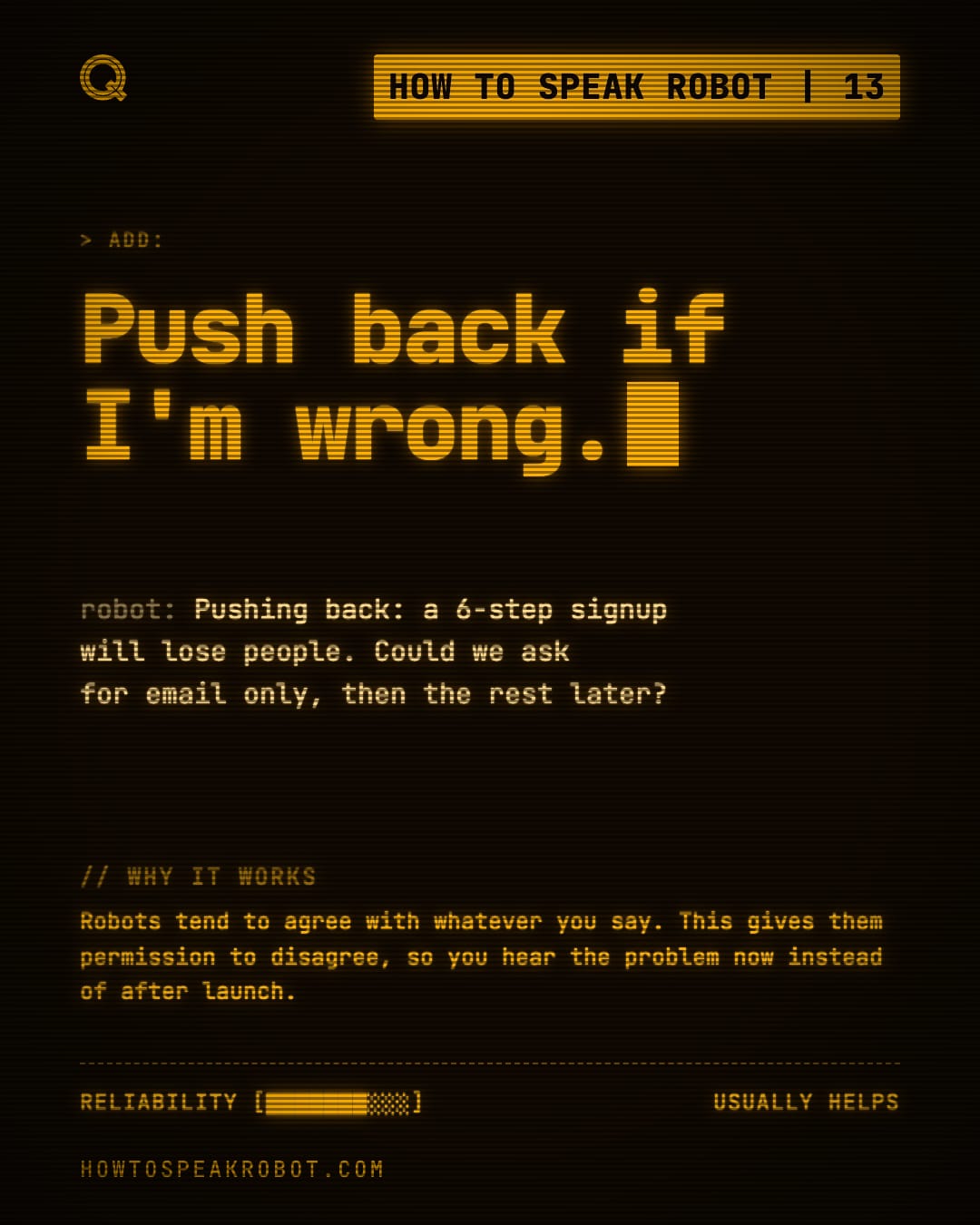 No. 13: Push back if I'm wrong.