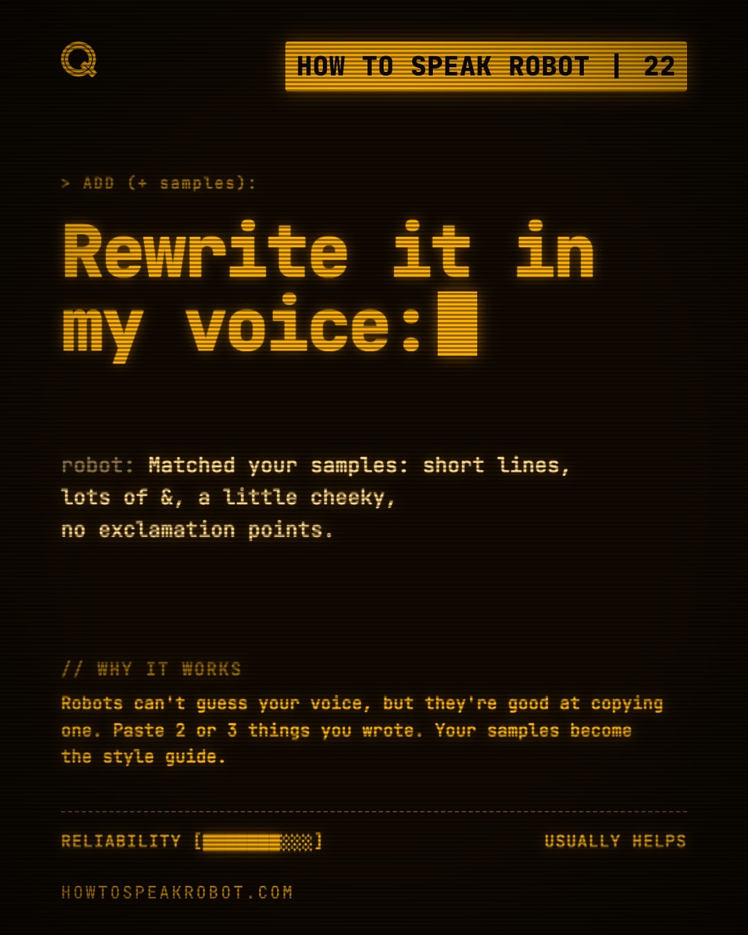 No. 22: Rewrite it in my voice: