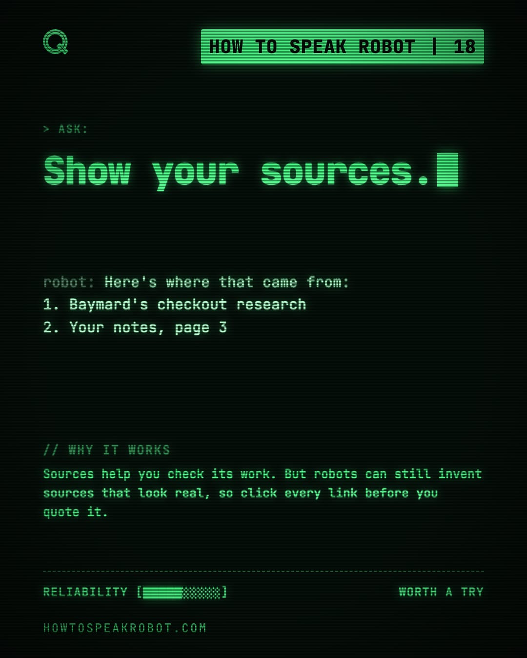 No. 18: Show your sources.