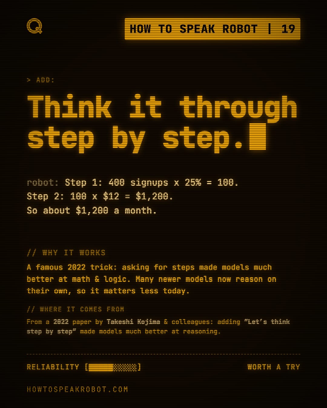 No. 19: Think it through step by step.