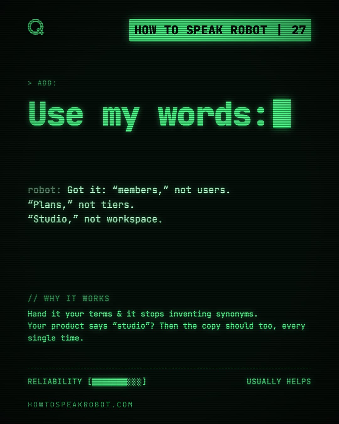 No. 27: Use my words: