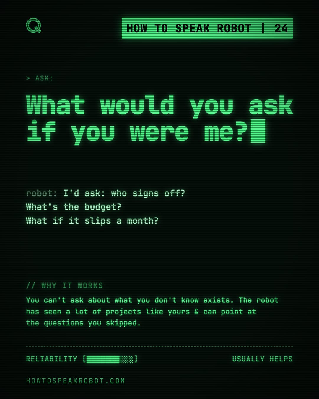 No. 24: What would you ask if you were me?