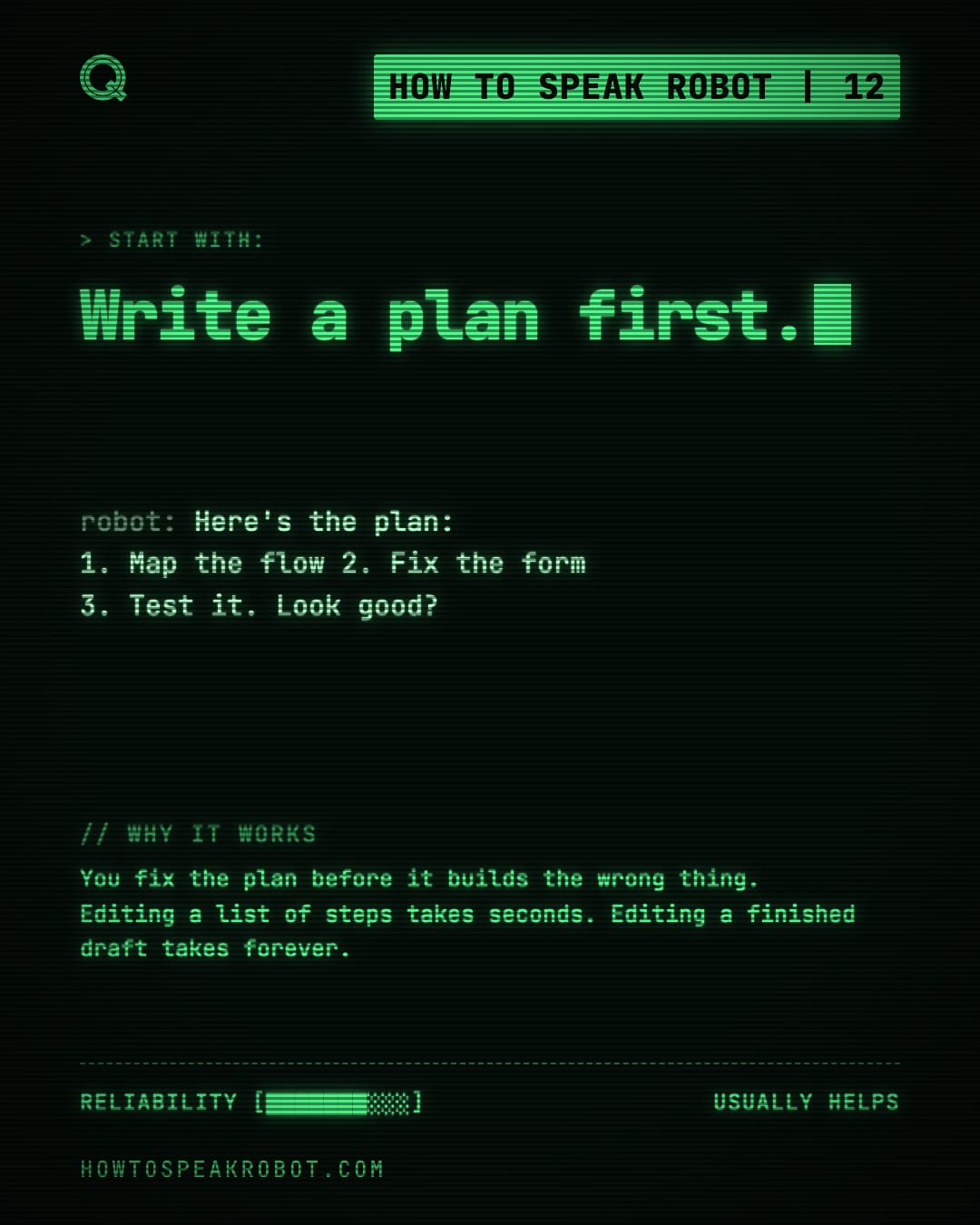 No. 12: Write a plan first.