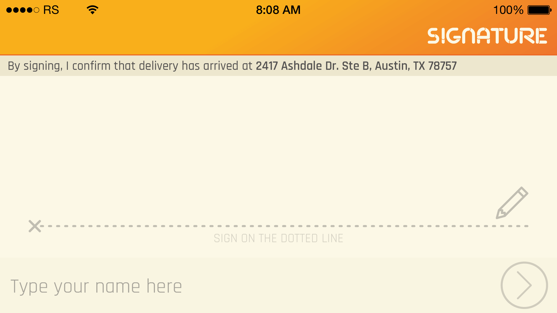 Sign for Delivery Empty